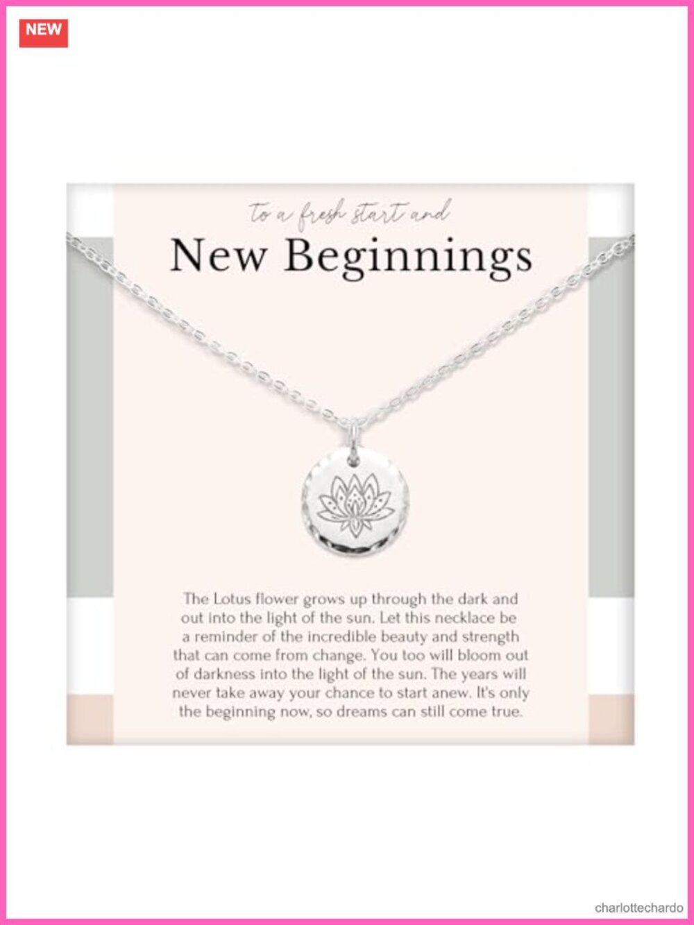 Sterling Silver Lotus Pendant Necklace Inspirational Recovery Gift
